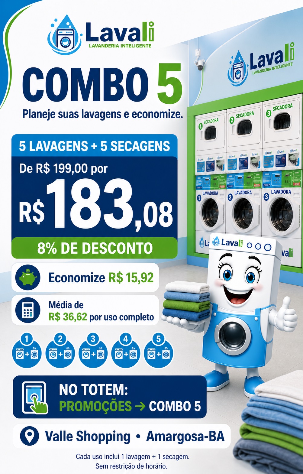 Promoção Combo 5 Lavali